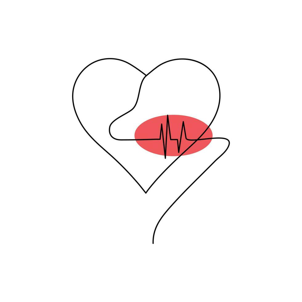 One-line continuous heart-shape vector illustration and love-shape drawing outline style art