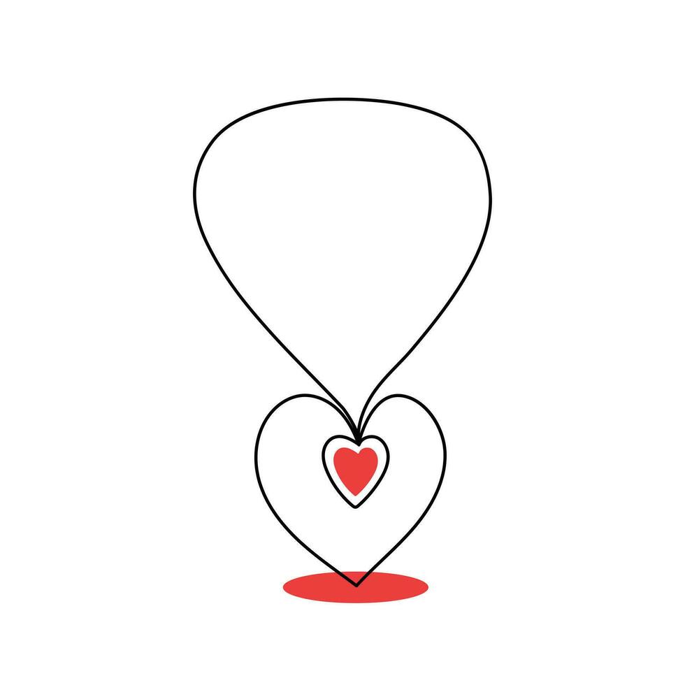 Continuous one-line love shape drawing and heart-shape single-line outline vector art illustration