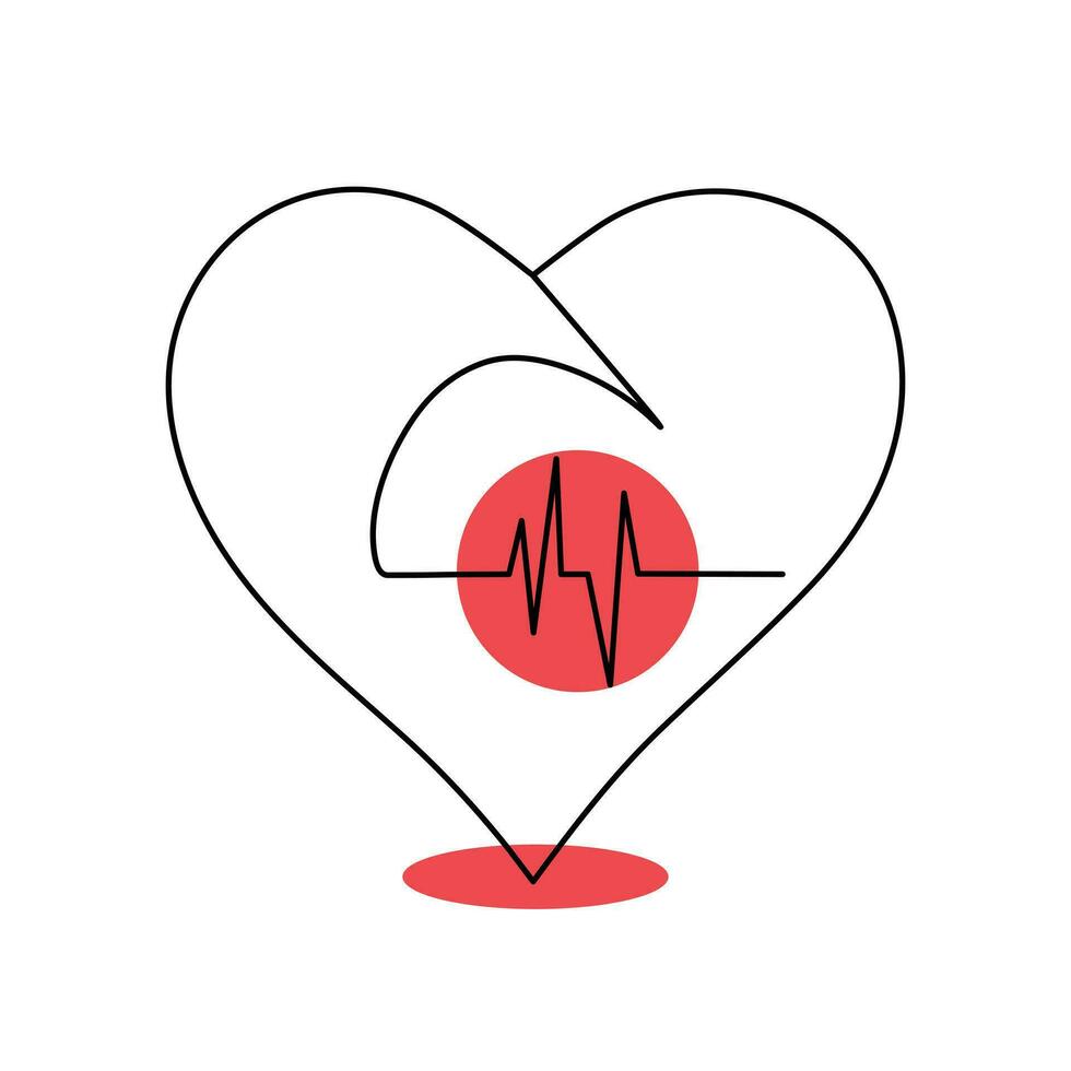 One-line continuous heart-shape vector illustration and love-shape drawing outline style art