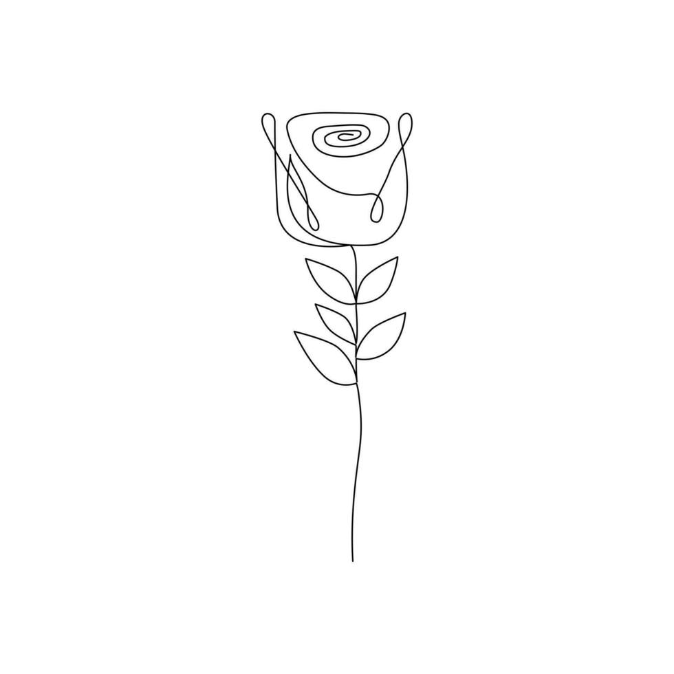 One-line continuous rose flower drawing and single-line style outline vector art illustration 7