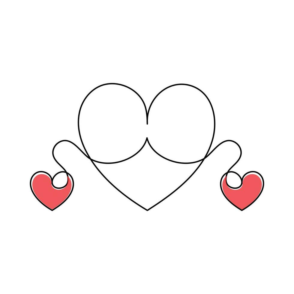 una línea continuo forma de corazón vector ilustración y forma de amor dibujo contorno estilo Arte