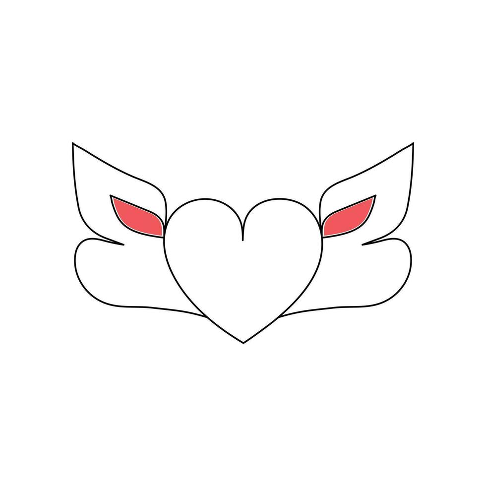 One-line continuous heart-shape vector illustration and love-shape drawing outline style art