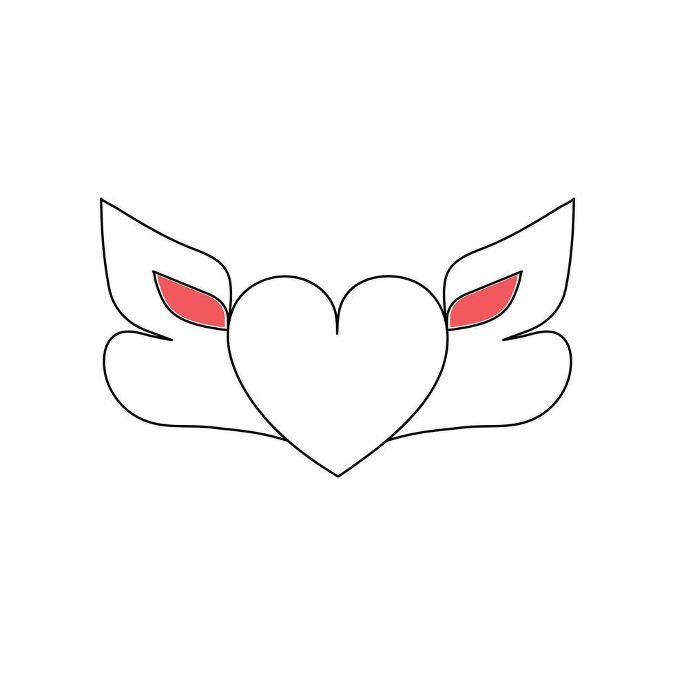 una línea continuo forma de corazón vector ilustración y forma de amor dibujo contorno estilo Arte