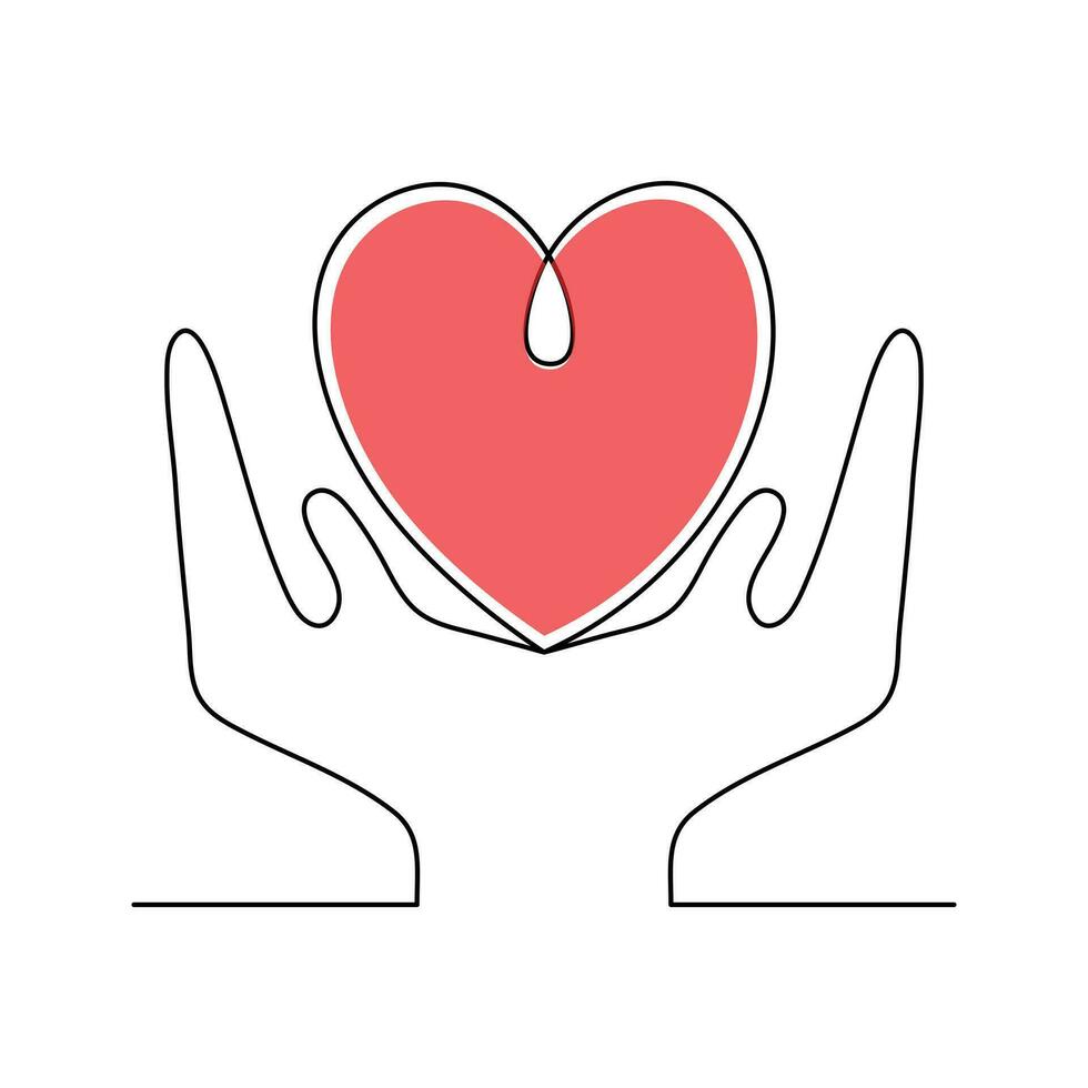 One-line continuous heart-shape vector illustration and love-shape drawing outline style art