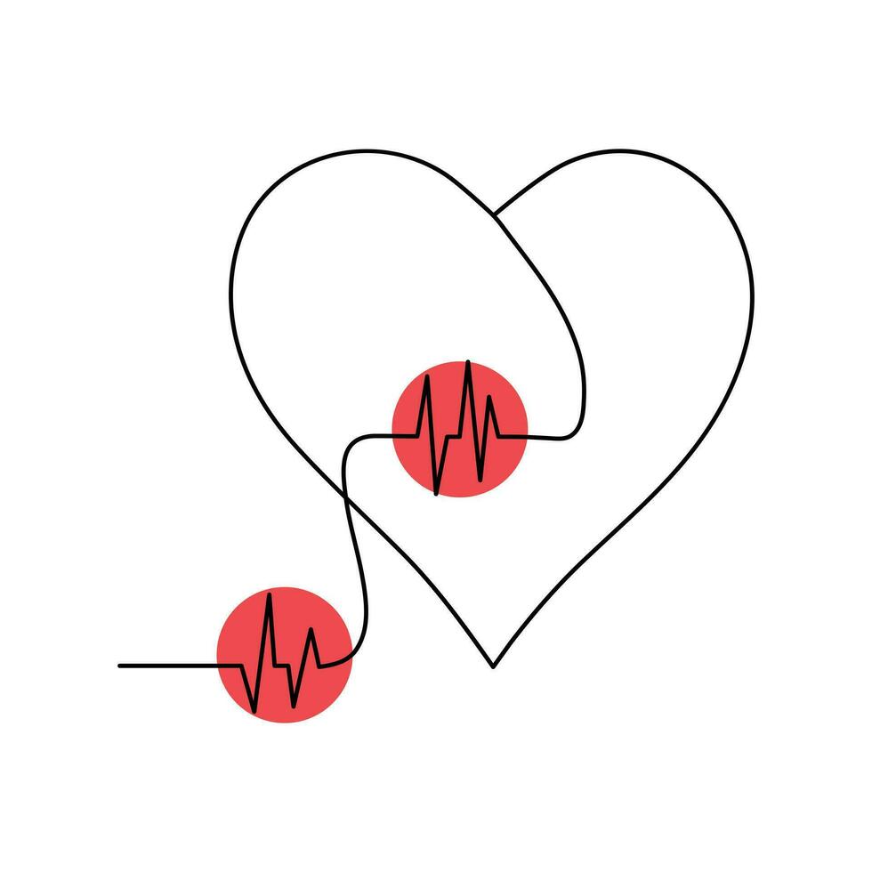 One-line continuous heart-shape vector illustration and love-shape drawing outline style art