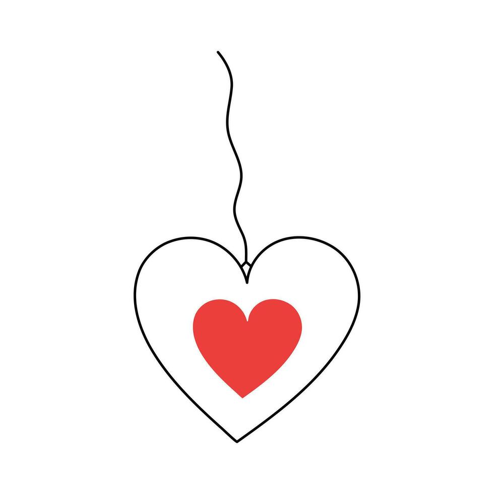 Continuous one-line love shape drawing and heart-shape single-line outline vector art illustration