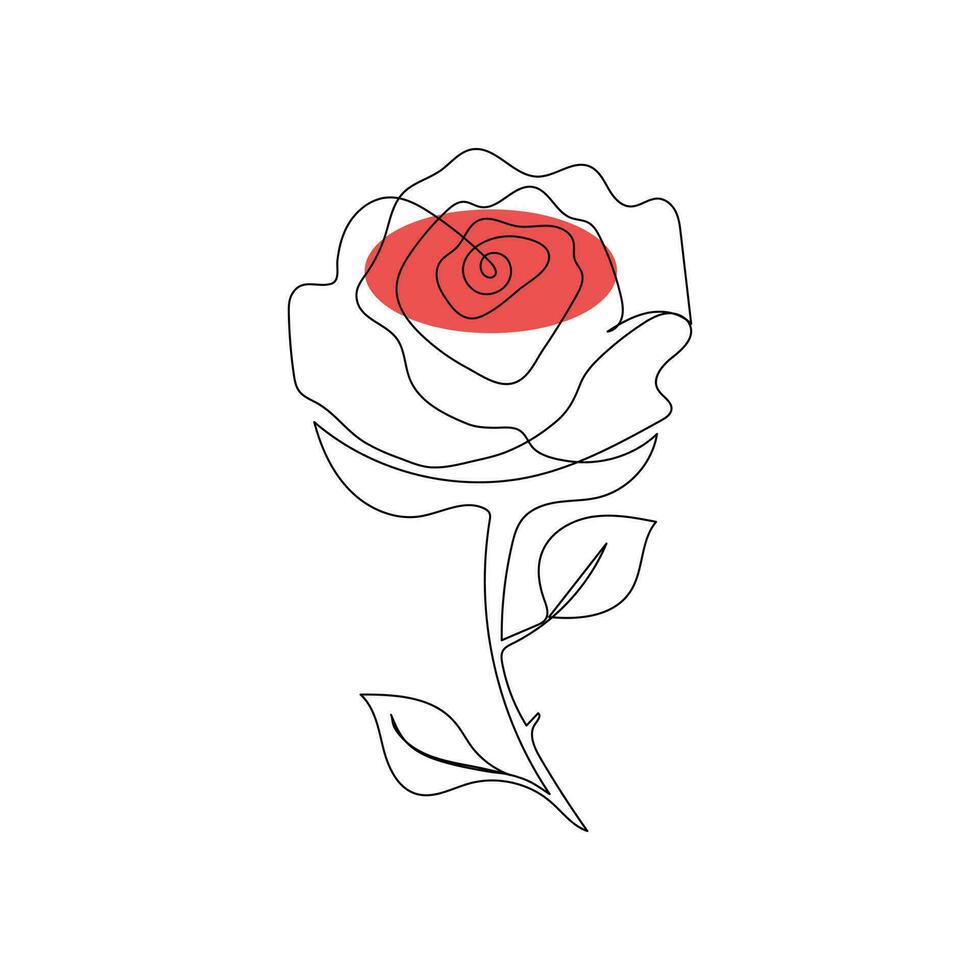 una línea continuo Rosa flor dibujo y linea sola estilo contorno vector Arte ilustración