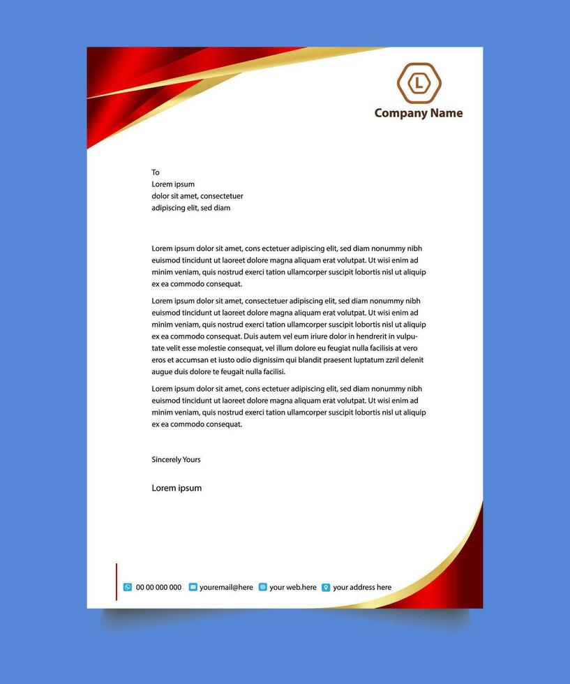 Professional corporate company business colorful letterhead template design with a4 size stationary item modern letterhead. vector