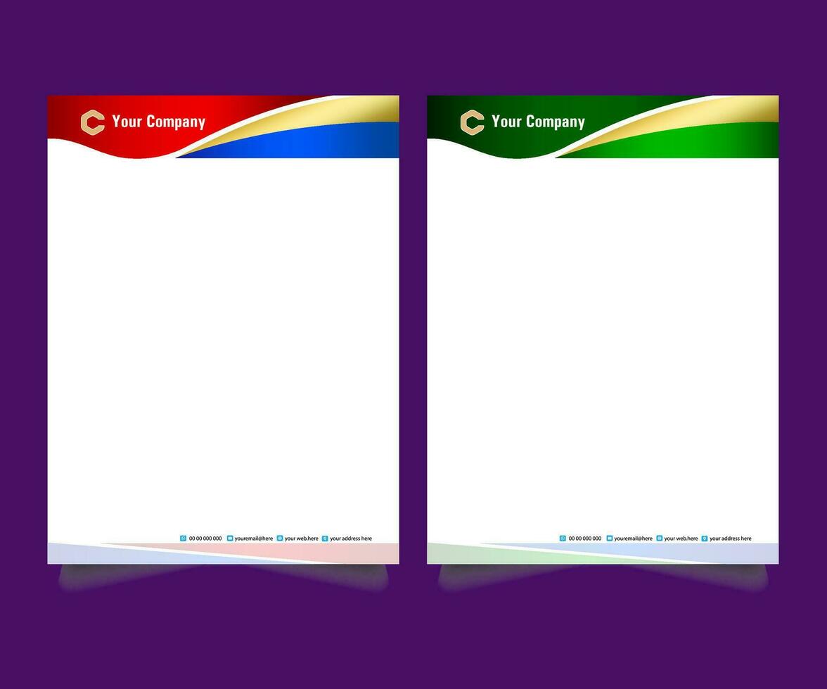Professional corporate company business colorful letterhead template design with a4 size stationary item modern letterhead. vector