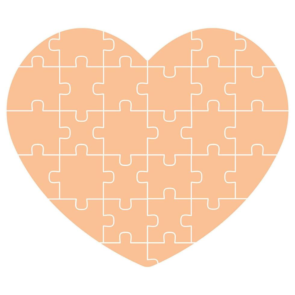 Puzzle pieces in the shape of a heart. Symbol of Valentine's Day. vector