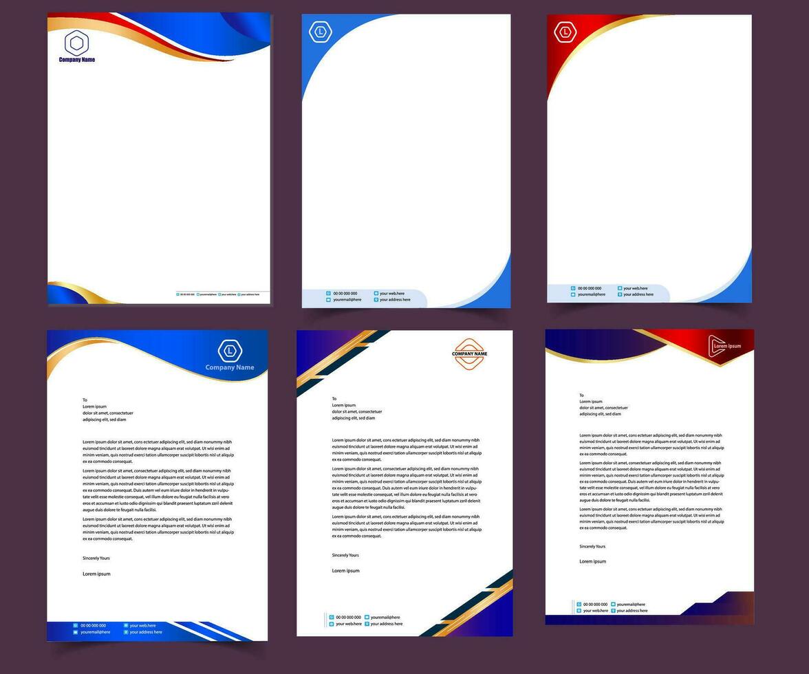 Professional corporate company business colorful letterhead template design with a4 size stationary item modern letterhead. vector
