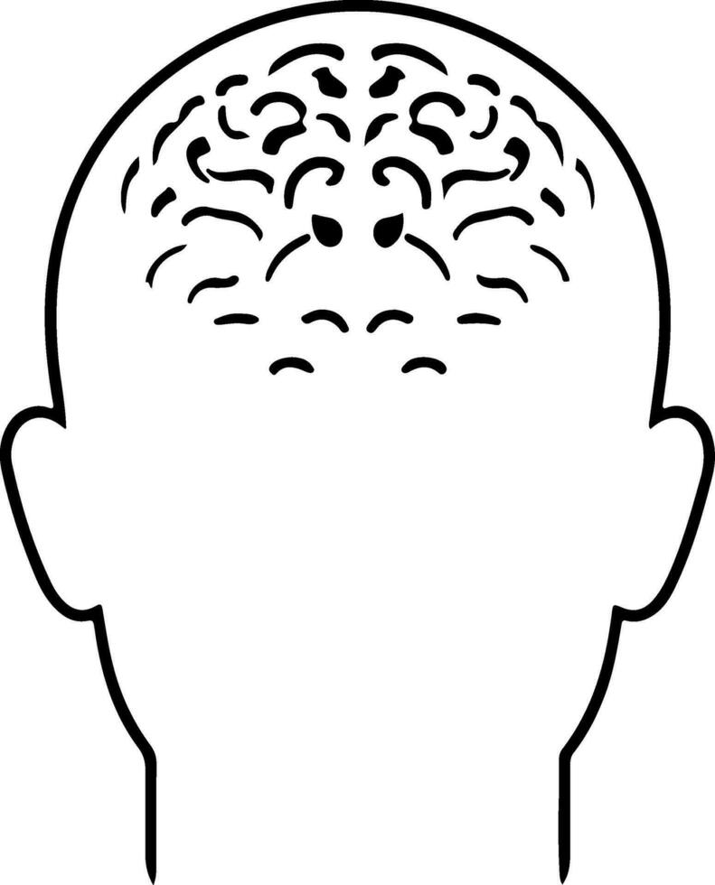 AI generated head of human think brain idea icon flat black line stroke Isolated. machine of artificial intelligence technology vector