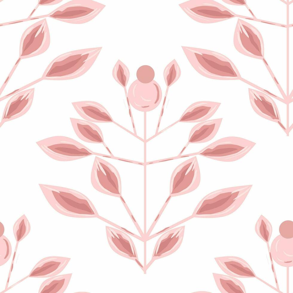 Simple Pink Bohemian Leaves Seamless Pattern vector