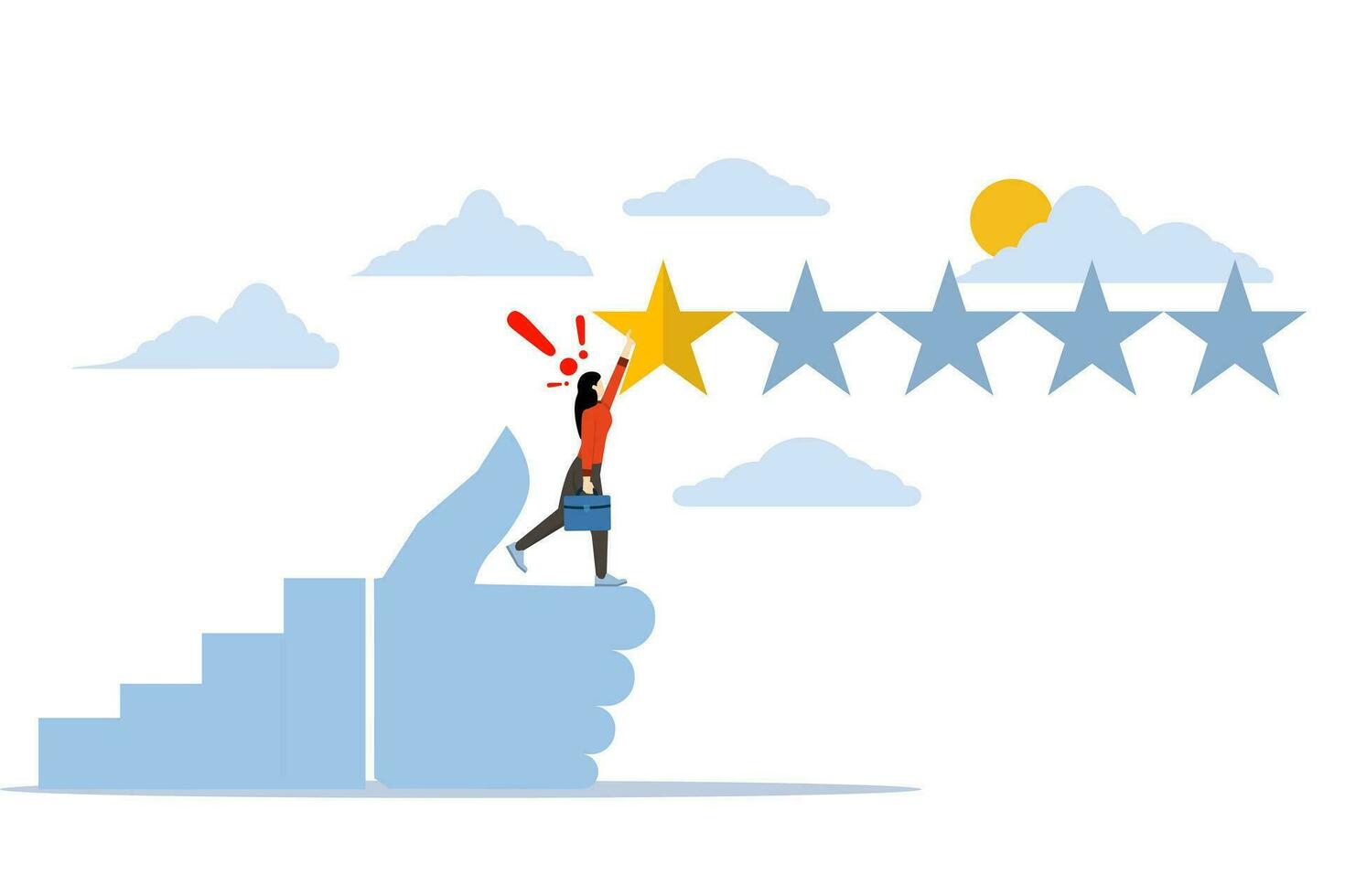 concept of bad review or one star customer feedback, dissatisfied people give bad review stars. Negative feedback, low rating results or disappointment, poor user experience or poor quality. vector