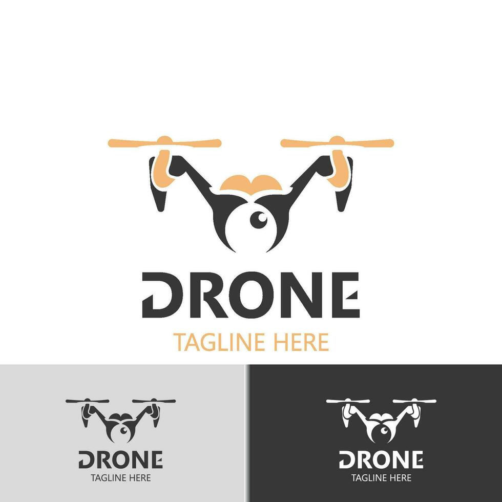 Drone aerial with camera vector template icon. logo photography drone vector. quadcopter flat style