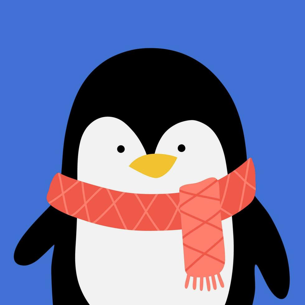 vector plano linda pingüino ilustración con azul antecedentes