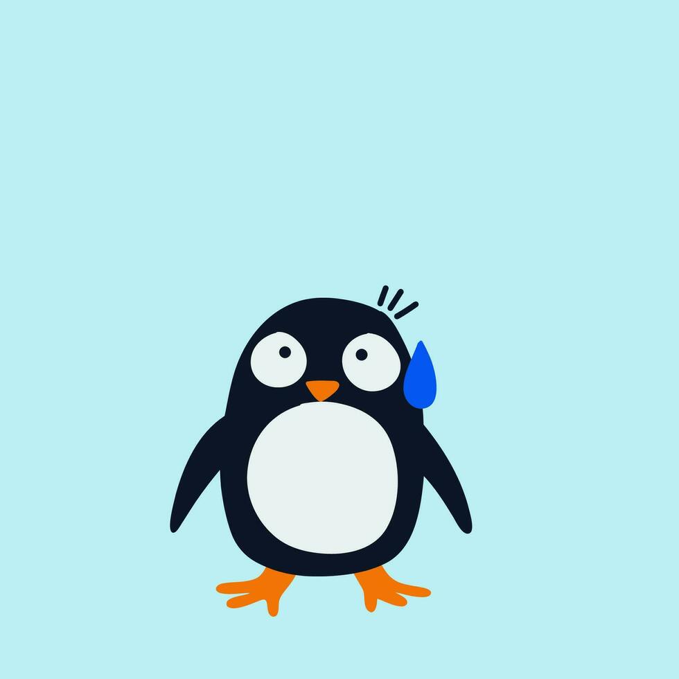 vector flat cute penguin illustration with pastel background