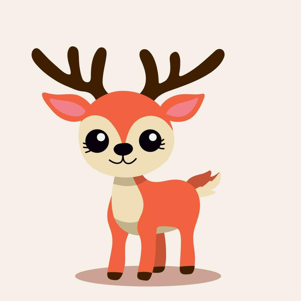 vector flat cute deer illustration with pastel background