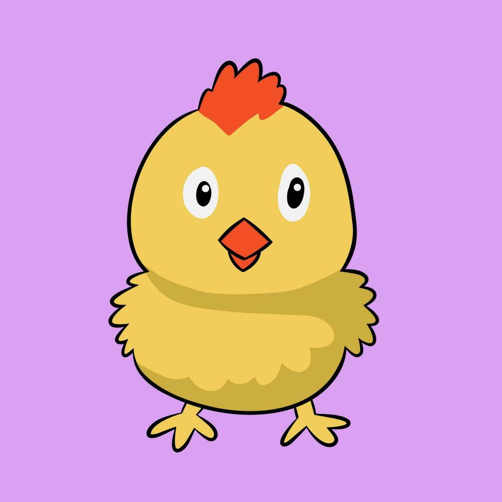 vector flat cute chicken illustration with pastel background