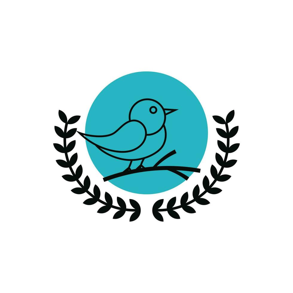 cute bird on branch logo design idea vector