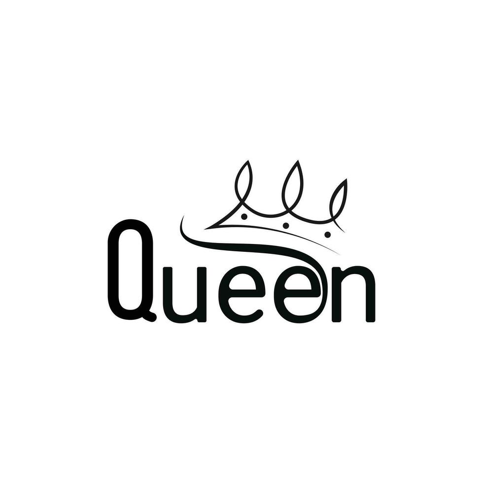 Queen crown logo design ideas with typography vector