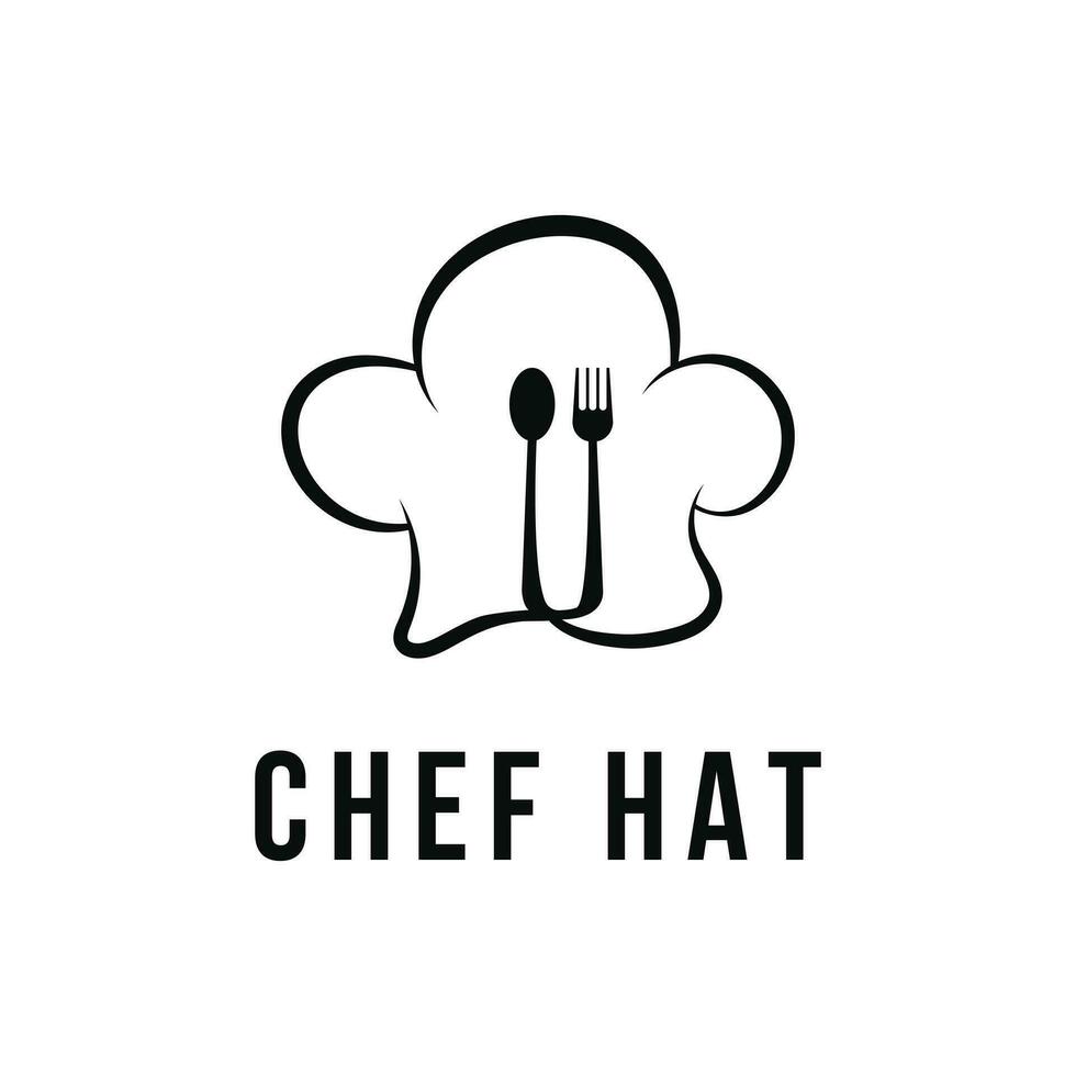 cocinero sombrero logo diseño idea con cuchara y tenedor símbolo vector