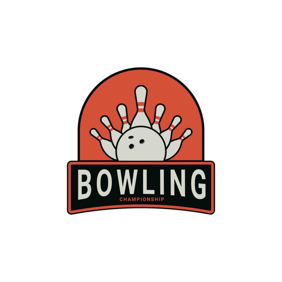 bowling sport logo design vintage retro badge vector