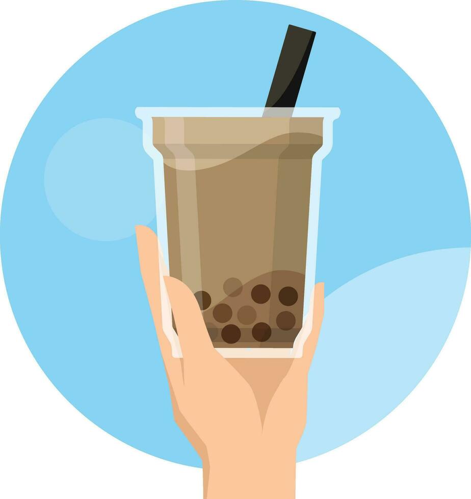 Bubble milk tea hand icon. lunch linear style sign for mobile concept and web design. Take Bubble milk tea for take photo simple line vector. illustration graphics. vector