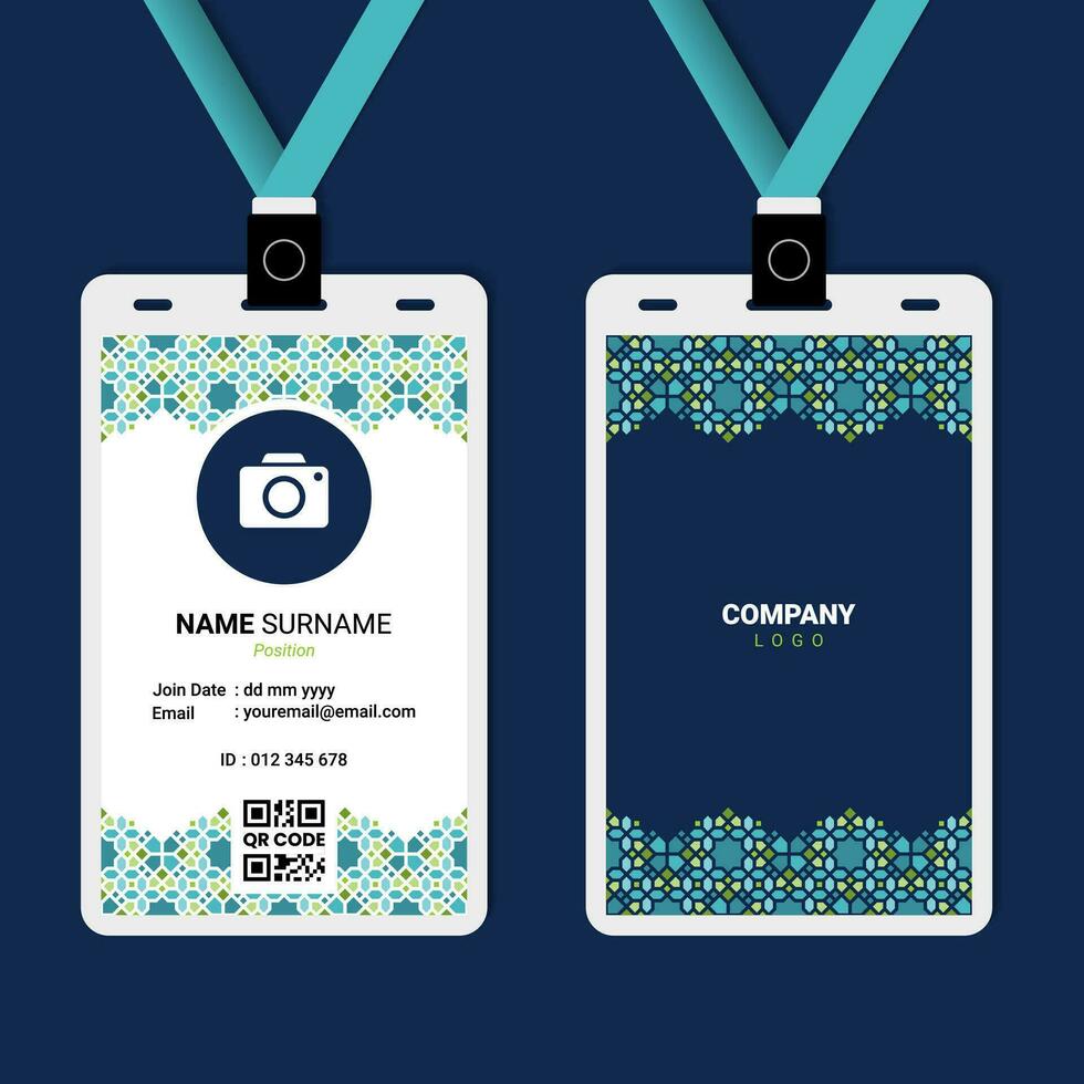 Islamic Ornament ID Card Design for Business or Company vector