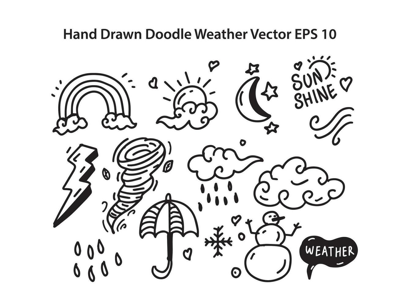 mano dibujado garabatear clima vector eps 10