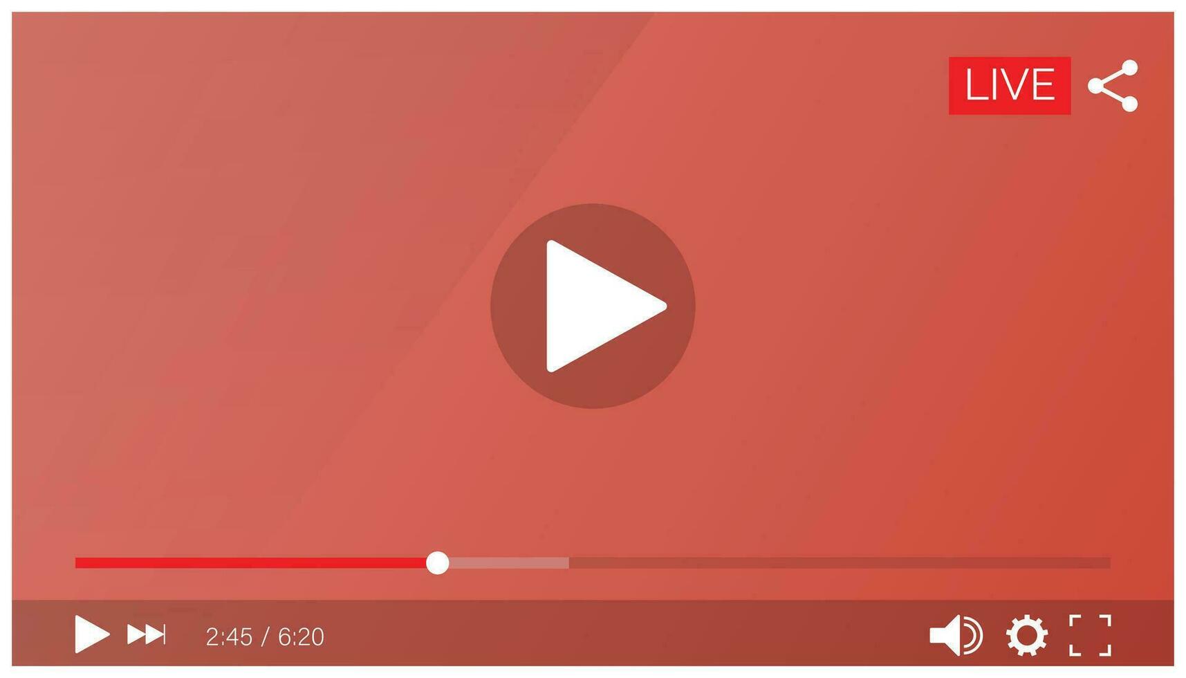 Live video player social media template for web vector illustration