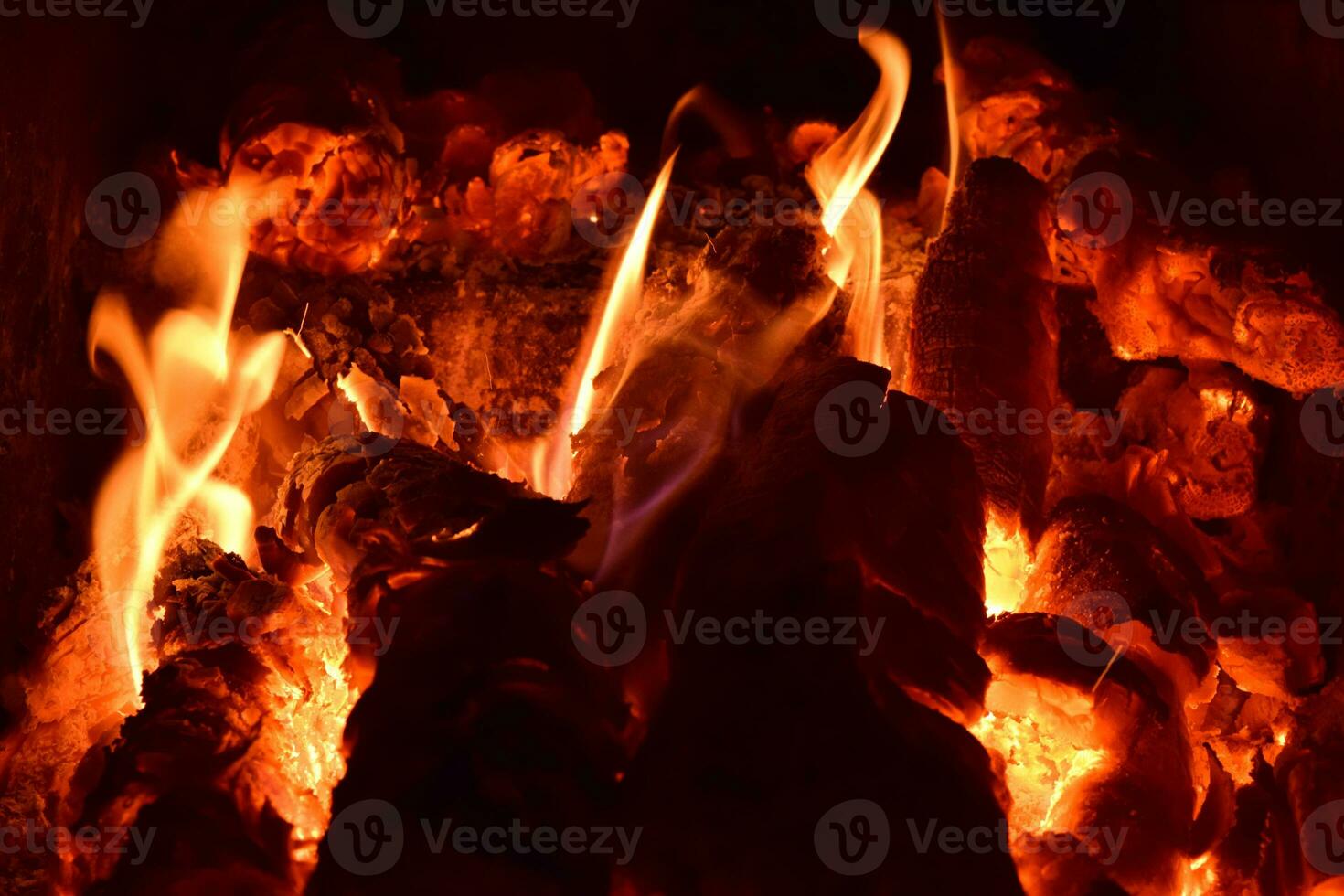 Hot coals in the stove photo
