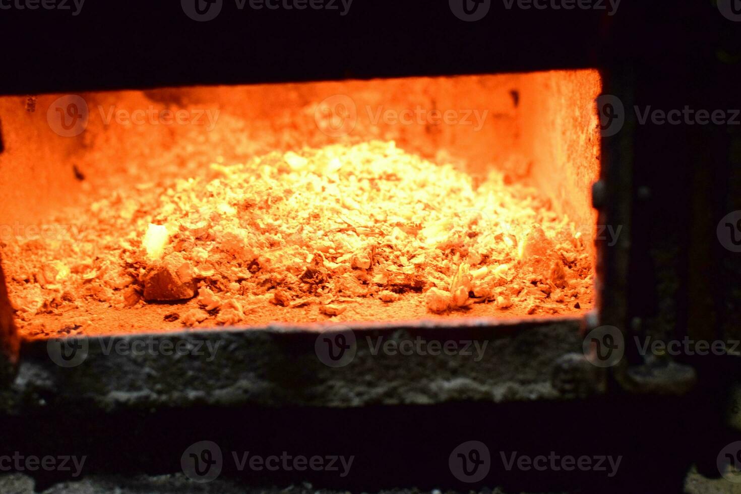 Hot coals in the stove photo
