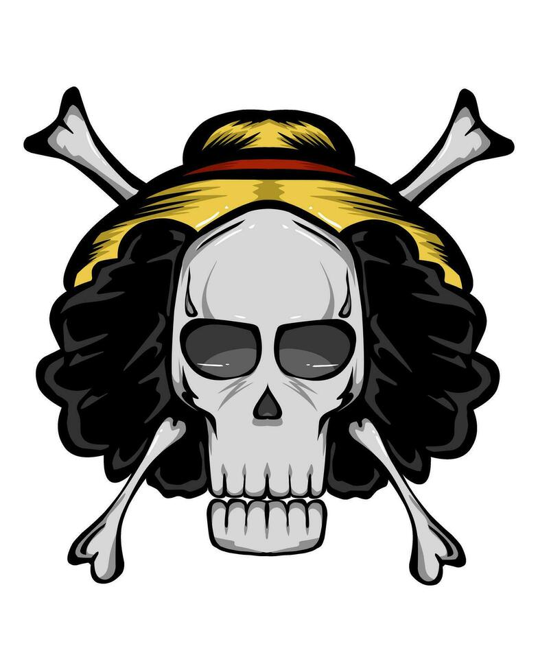 ilustración de un cráneo con un Paja sombrero. Perfecto para pegatinas, logotipos, mascotas, iconos, carteles, ropa, sombreros. vector