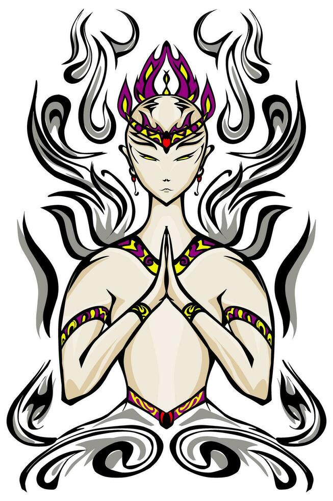 A character illustration of a goddess from heaven. Perfect for poster elements, cartoons, posters, banners, logos, stickers vector