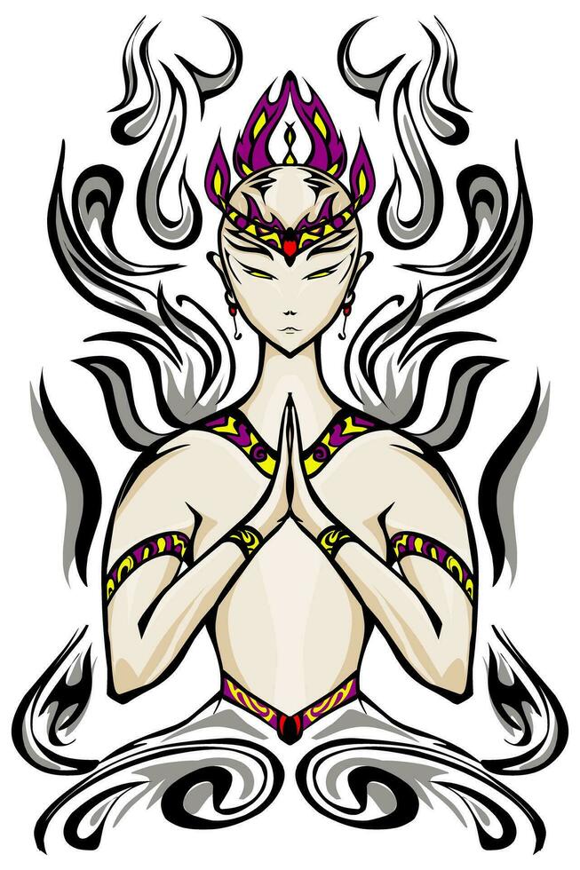 A character illustration of a goddess from heaven. Perfect for poster elements, cartoons, posters, banners, logos, stickers vector