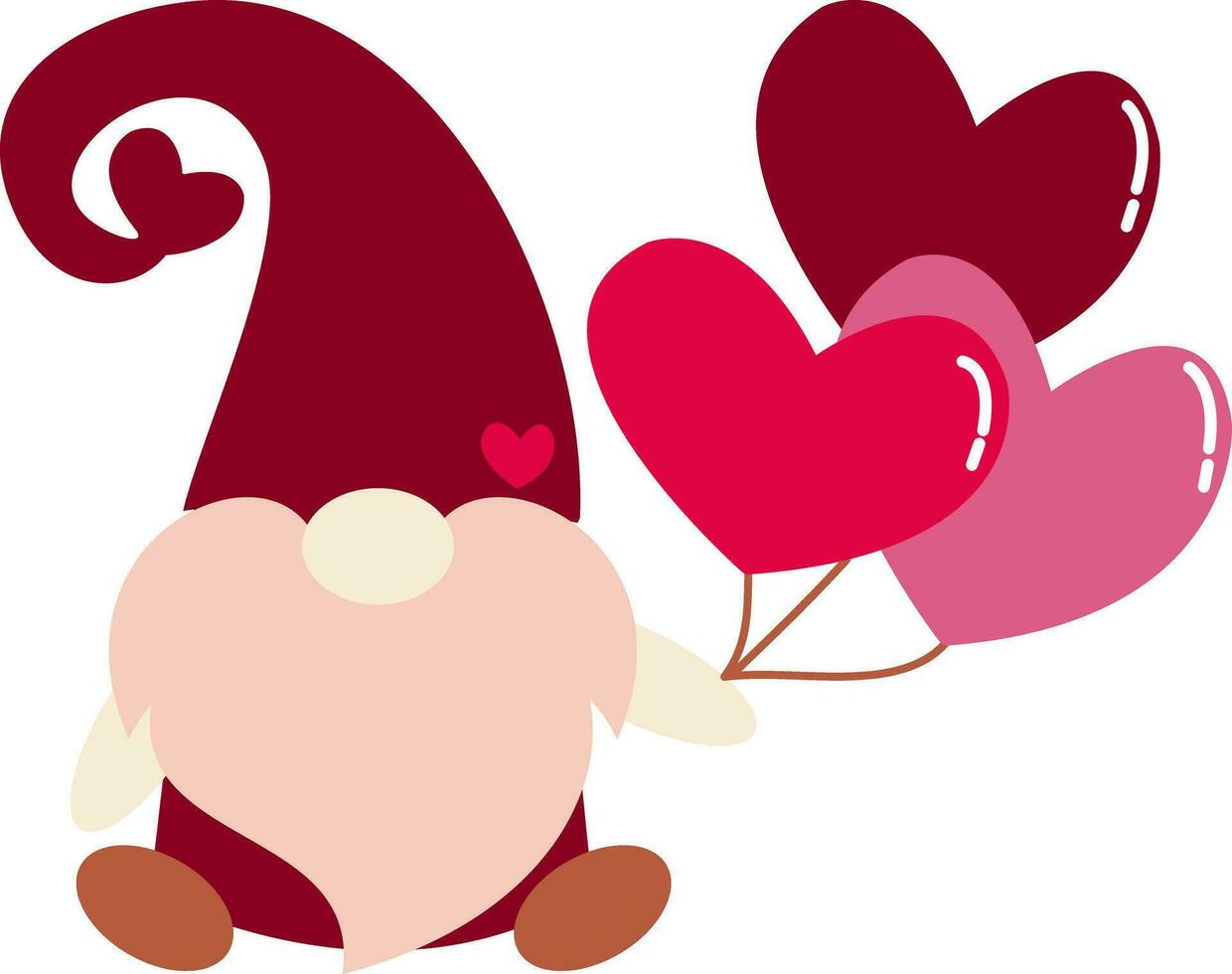 cute gnome holding heart balloons vector