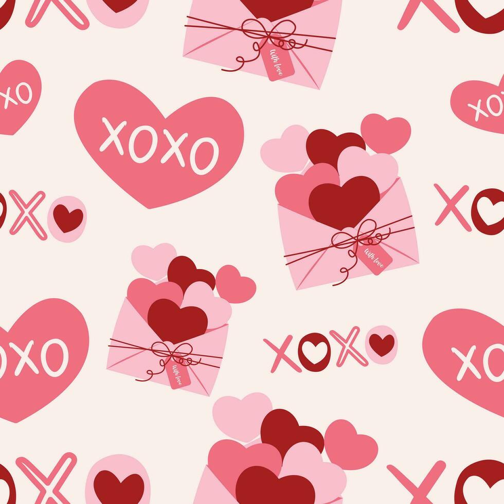 cute heart in envelope love valentine theme pattern vector illustration