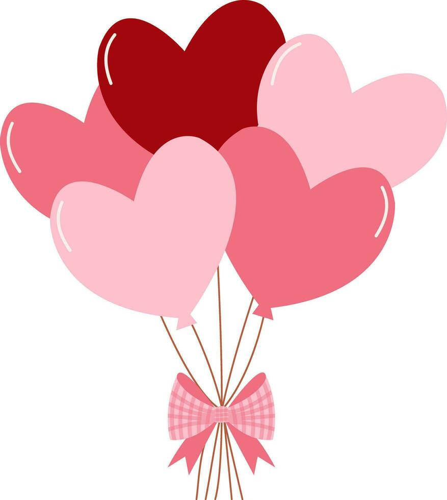 colorful heart balloons bouquet vector illustration