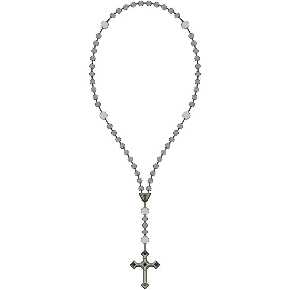 Vector design of rosary with christian cross, symbol of catholic religion