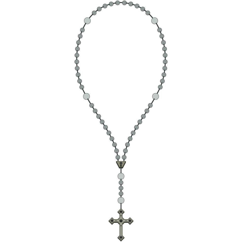 Vector design of rosary with christian cross, symbol of catholic religion