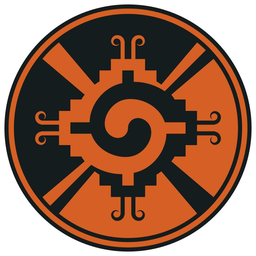 Vector design of Aztec civilization tribal symbol, Mexican indigenous geometric pattern design