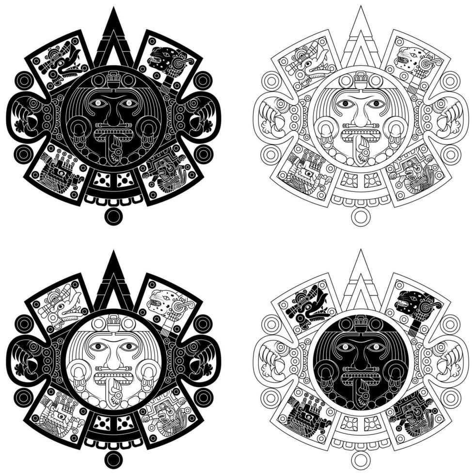 solar calendario de el antiguo azteca civilización vector