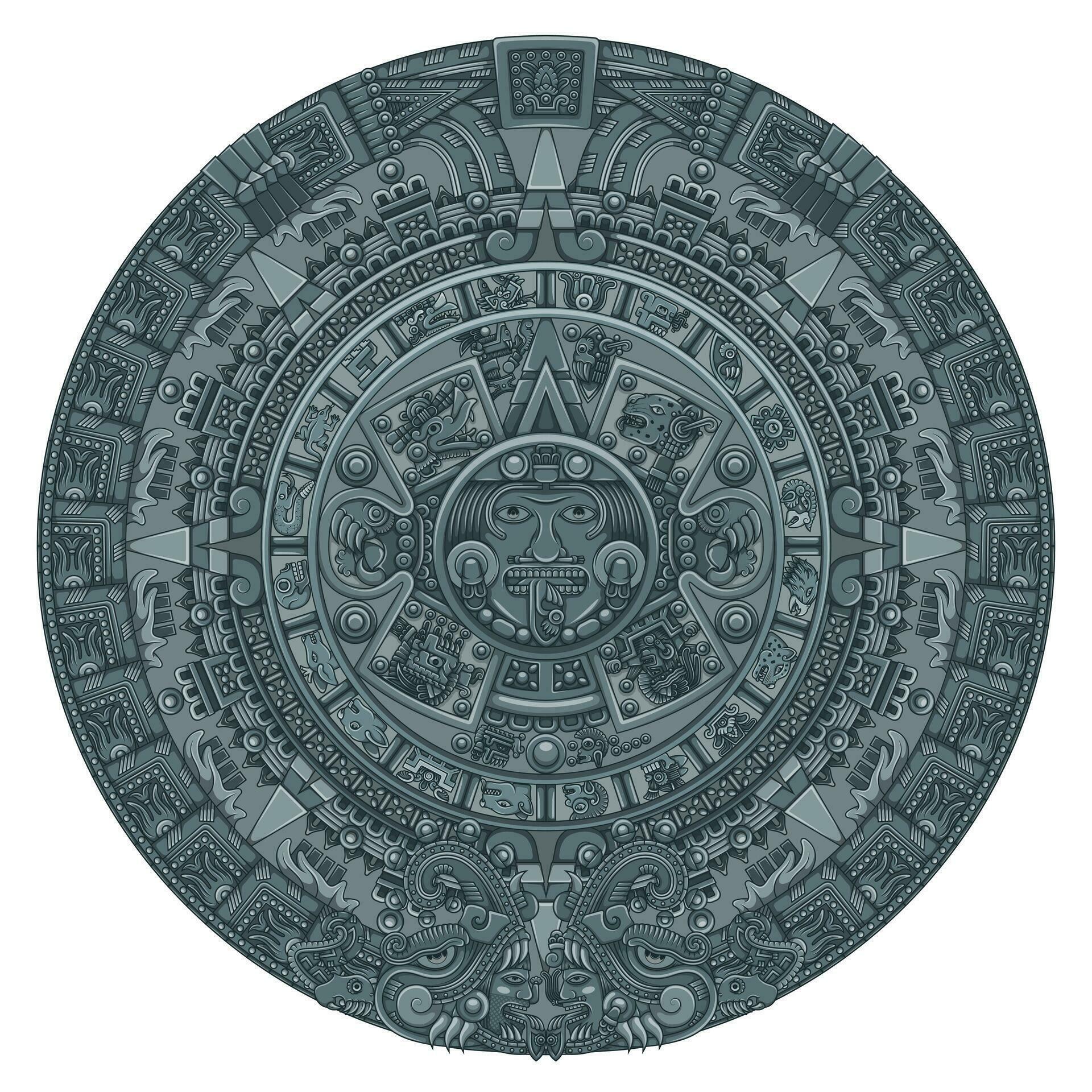 vector diseño de azteca calendario, monolítico disco de el antiguo
