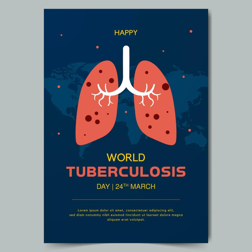 World Tuberculosis Day March 24th flyer with perforated lungs illustration vector