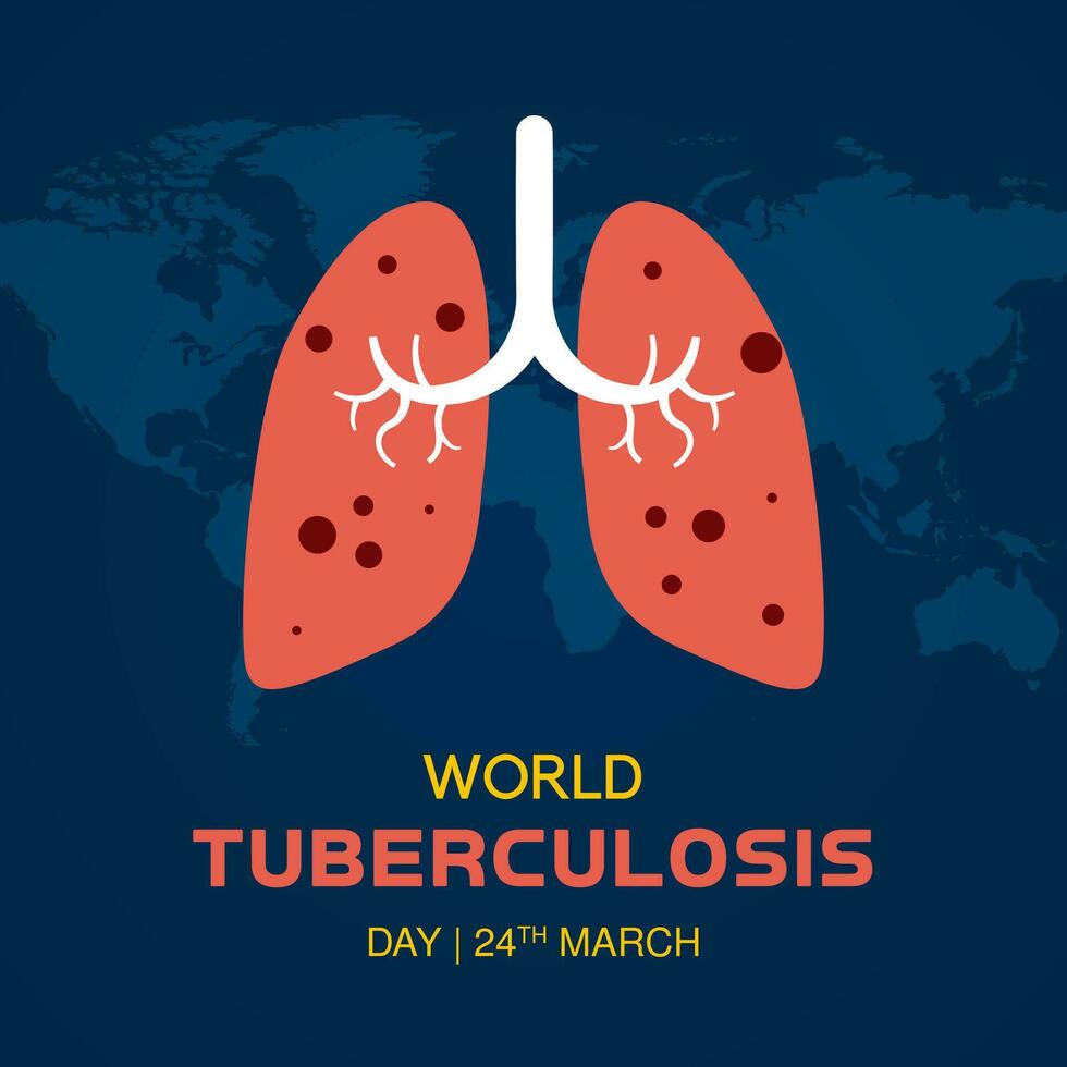 World Tuberculosis Day March 24th with perforated lungs illustration vector