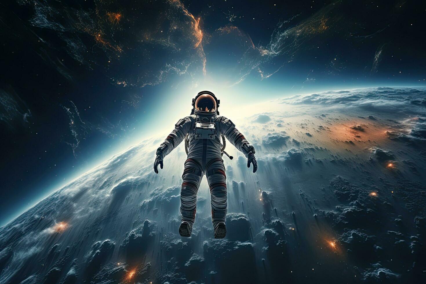 AI generated Astronaut in space. Mixed media. Mixed media. Mixed mediam, AI Generated photo