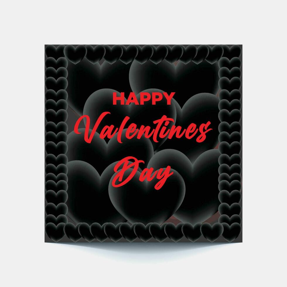 Happy Valentine's day social media concept with red text. Vector background.