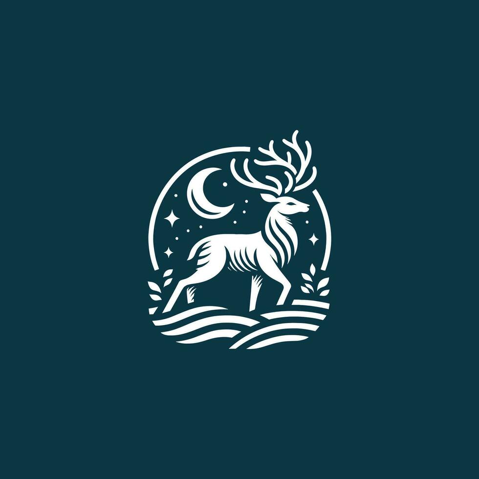 Graceful Deer Logo black and write vector