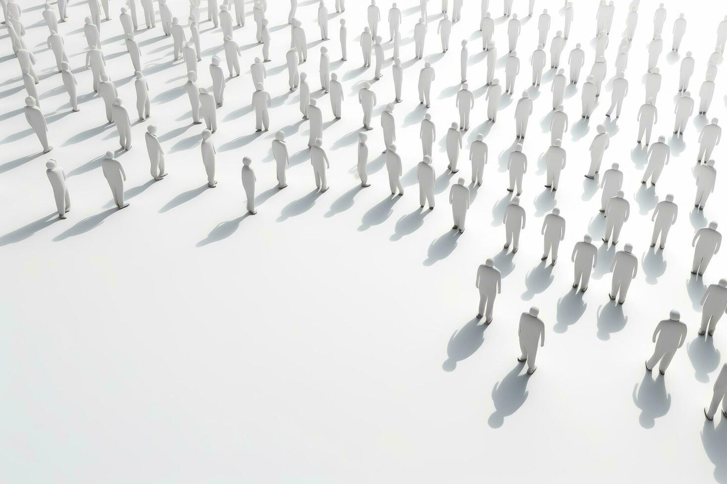 AI generated 3d rendering of a group of people standing in front of a white background, Crowd of people on a white background, 3D render illustration, AI Generated photo